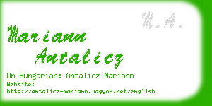 mariann antalicz business card